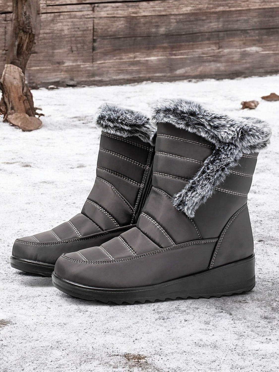 botas de neve femininas de inverno azul marinho com forro de pele sintética – botas quentes à prova d'água e antiderrapantes de 2025 por $42.99 –P2
