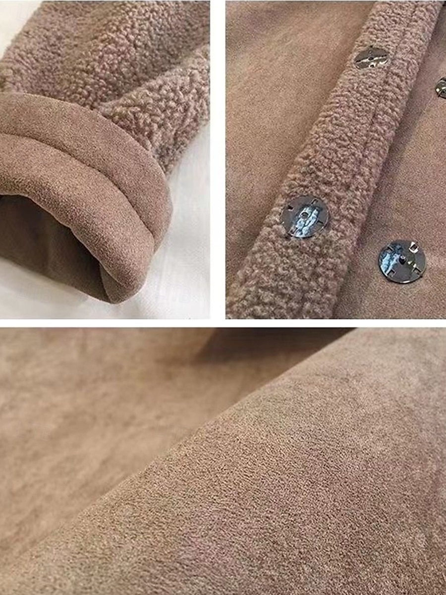 Dame Fleece-jakke Teddyfrakk Hettegenser Hold Varm Pustende Knapper Lomme Fleece Lined Fritid عادي Feriereise Gate Dagligdagstøy Ut på byen Enkeltkneppet Normal Aftæpning Normal Langermet Yttertøy 2025 - $45.99 –P12