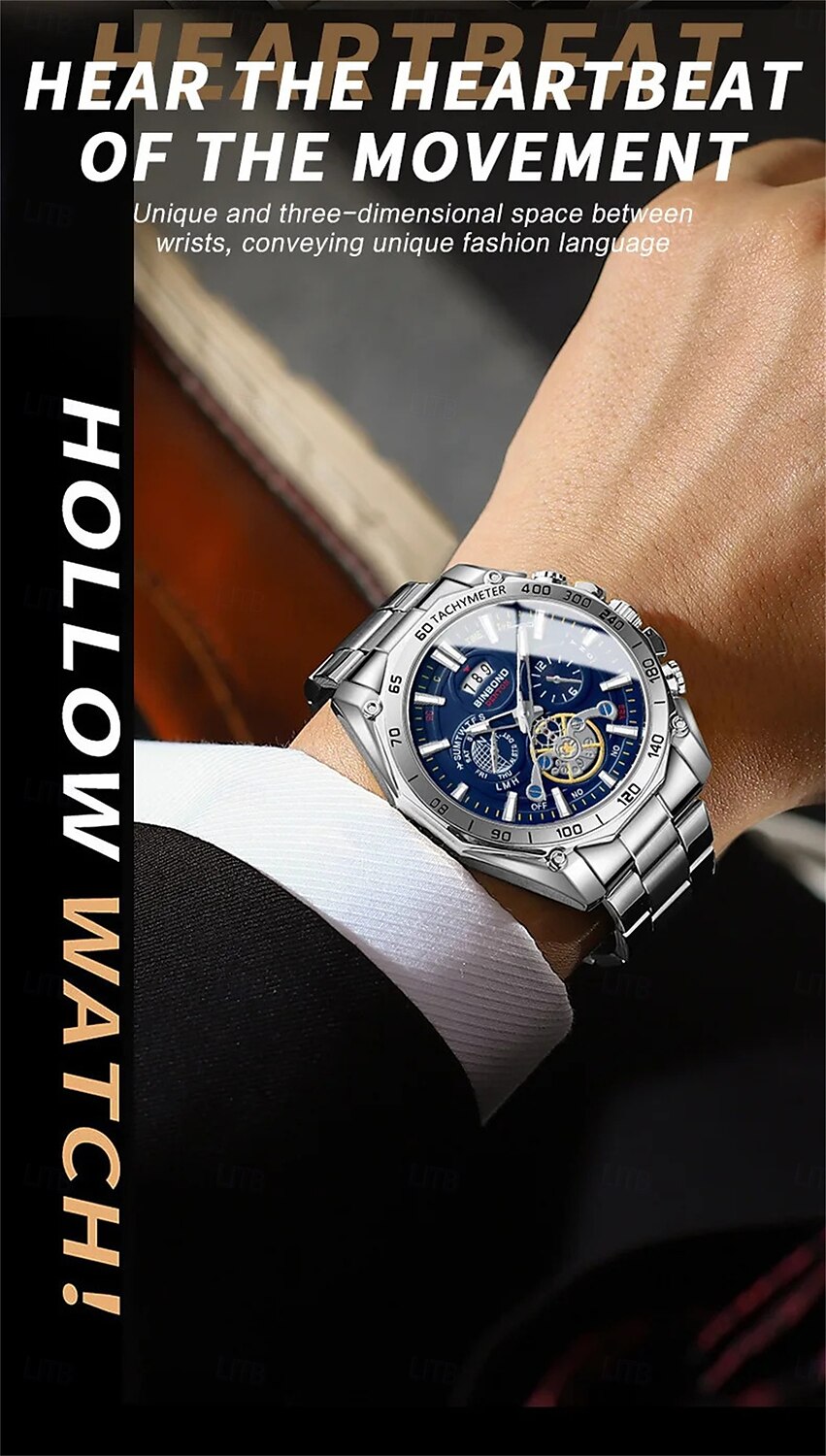 BINBOND Luxury Gold Watch Men Round Japan Quartz stainless steel Waterproof Sports Automatic Date Wrist Quartz Watch B4750 2025 - $25.99 –P10