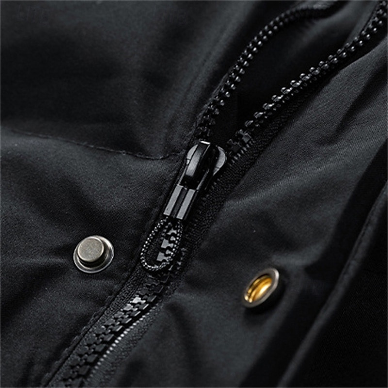 Men's Winter Jacket Puffer Jacket Hoodie Jacket Parka Pocket Polyster Fleece lined Daily Wear Date Vacation Long Fashion Casual Comfortable Thermal Warm Fall & Winter Solid / Plain Color Black Army 2025 - $52.99 –P8