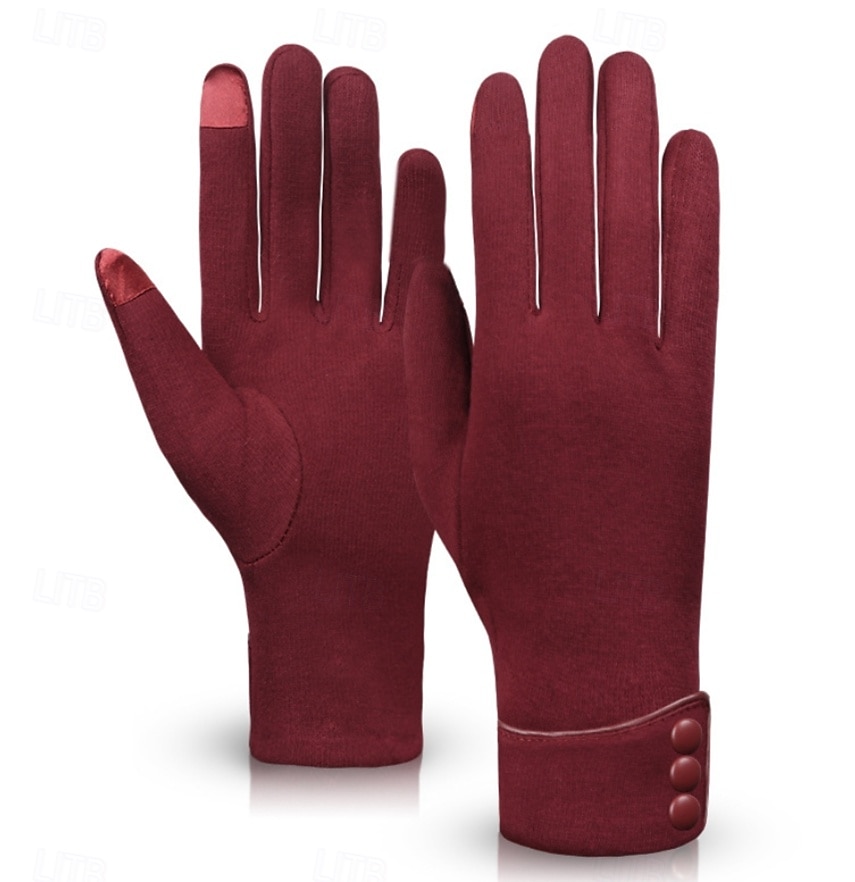 Schwarze Touchscreen-Winterhandschuhe für Damen mit Knopfmanschette – warme und stylische SMS-Handschuhe für kaltes Wetter 2025 - $11.99 –P2