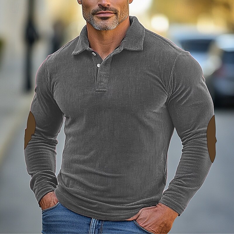 Hombre Camisa de Pana Casual Deportes Diseño Manga Larga Moda Básico Bloque de color Retazos Botón Primavera Otoño invierno Ajuste regular Ejército verde Té Azul marinero Gris Camisa de Pana 2025 - $20.99 –P3