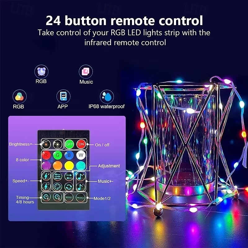 RGB LED Magic String Lights APP-Controlled, USB String Fairy Lights with Remote, Bluetooth Music Sync for Outdoor Christmas, Wedding, Birthday & Party Decor 2025 - $18.99 –P9