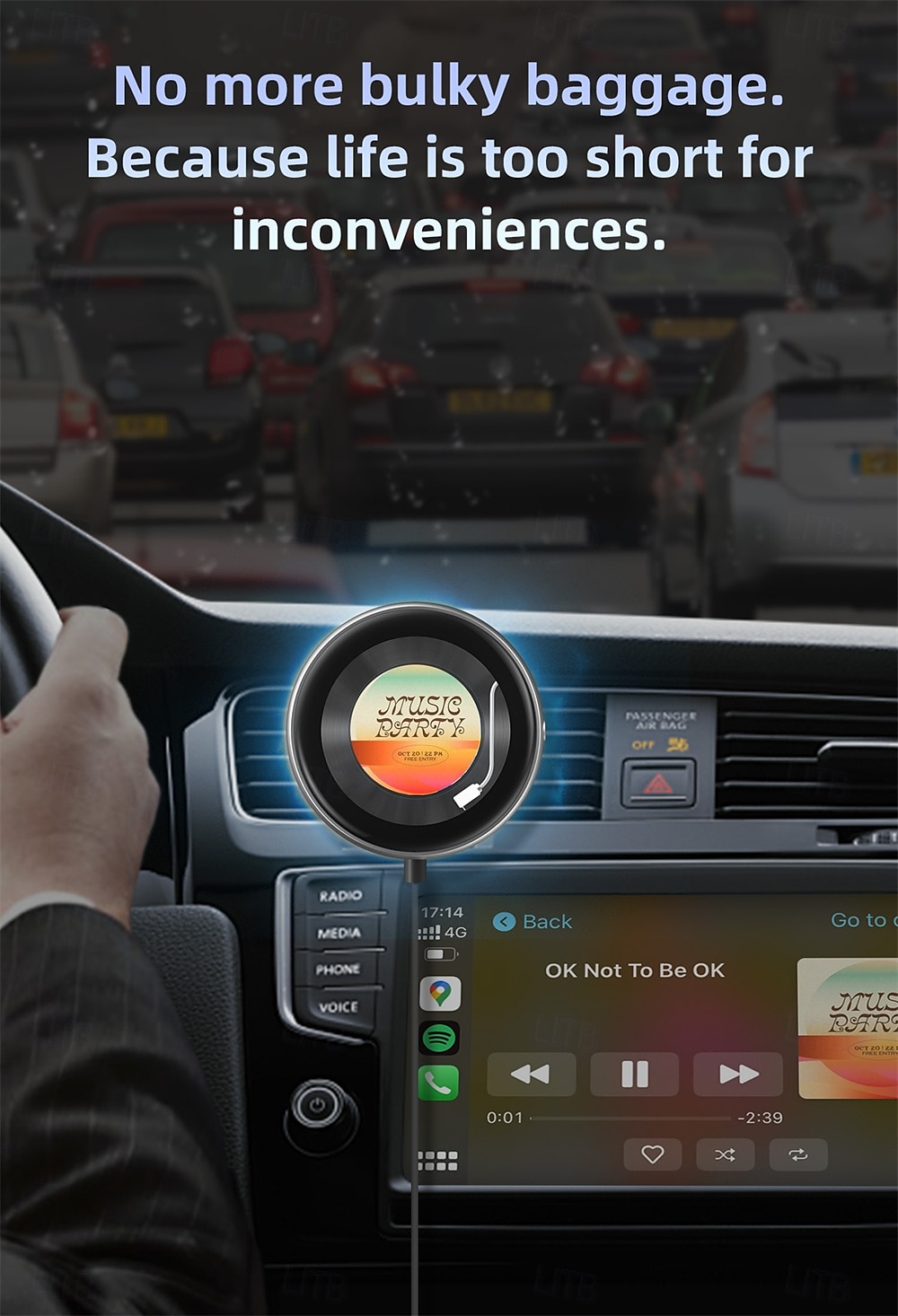2025年 ottocast ワイヤレス CarPlay アダプター、ディスプレイとカスタマイズ可能な画面付き、有線からワイヤレス CarPlay ドングル、プラグ アンド プレイ、自動 CarPlay アダプター  コレクション – $96.99 –P4