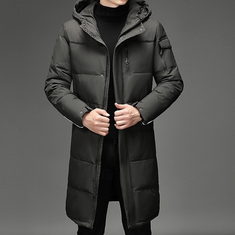 Herren Wintermantel Daunenjacke puffer jacket Gefütterte Jacke Tasche Weiße Entendaunen Urlaub Freizeitskleidung Verabredung Lang Modisch Brautkleider schlicht Komfortabel warm Herbst Winter Solide 2025 - $63.99 –P1