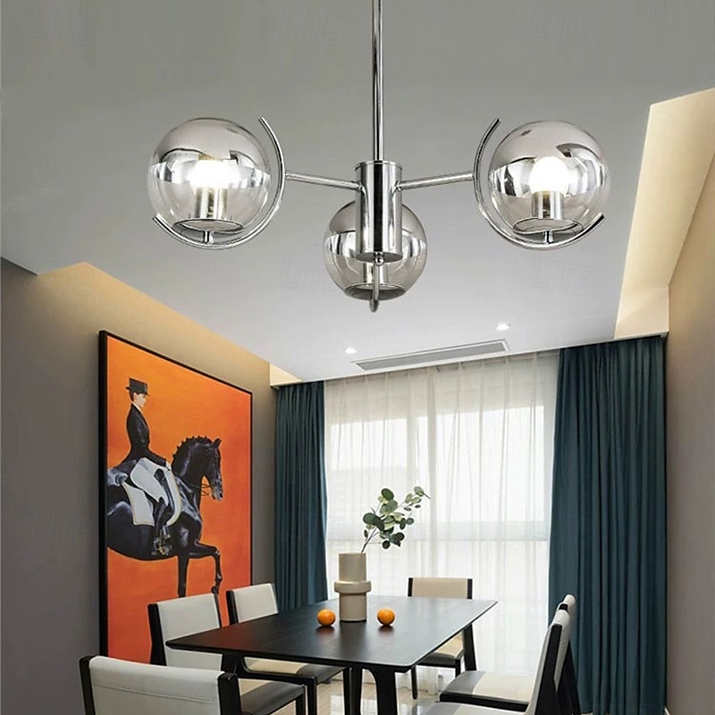 nordischer kreativer Chrom-Deckenleuchter moderner Chrom-LED-Deckenleuchter Kunstausstellung Pendelleuchten galvanisiertes Gehäuse LED-Beleuchtung 3/4/5 Lichtköpfe 110-240V 2025 - $364.91 –P9