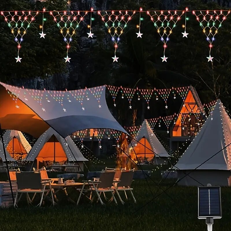 Luzes de corda de rede de energia solar com pingentes de estrelas, 8 modos de iluminação, luzes de fadas de natal com controle remoto para beirados externos de natal, casa e jardim&amp;decoração de de 2025 por $66.99 –P2