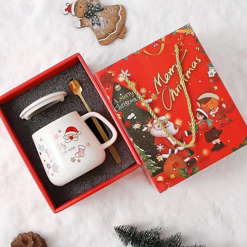 Cana ceramica de Craciun cu cutie cadou, desen desen animat cu capac, cadou de ajunul Craciunului, cana festiva cu cutie cadou, cadou perfect de sarbatori 2026 - $13.49 –P7
