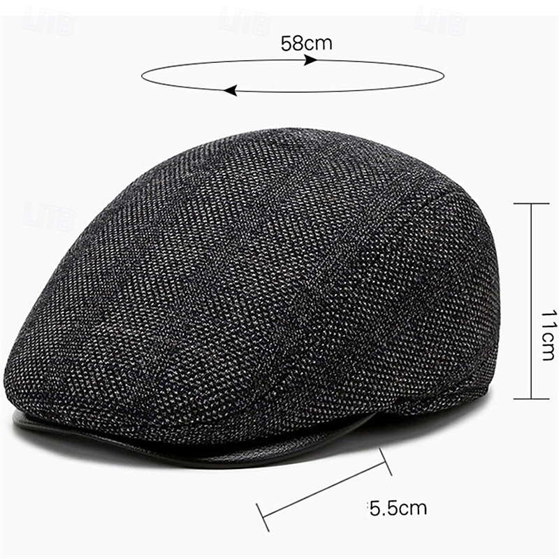 Men's Ear Flap Hat Flat Cap Ascot Hat Newsboy Hat Black Brown Woolen Fashion Casual Street Daily Plaid / Check Adjustable Sunscreen Breathable 2026 - $14.99 –P9