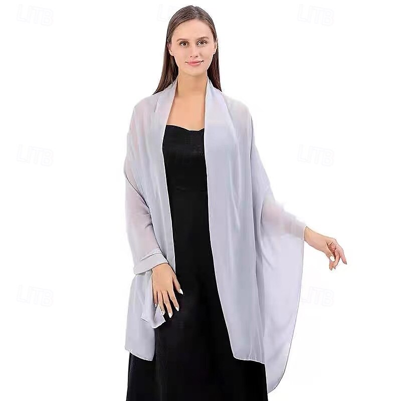 أغطية أمهات أنيقة من الفوال&amp;أغطية زفاف من الشيفون بدون أكمام بأكمام وهمية مع كشكشة لحفلات الصيف 2025 - $48.99 –P11