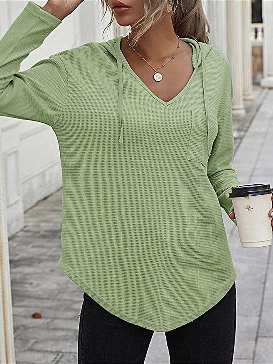 Damen Hemd Bluse Feste Farbe Basic Brautkleider schlicht Langarm Mit Kapuze Normale Oberteile Täglich Schwarz Rosa Grün Herbst Winter 2025 - $36.99 –P1