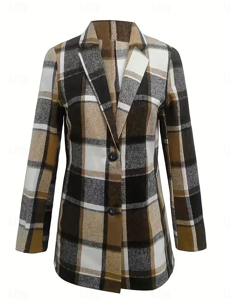 Dam Kavaj Utomhus Justerbara Rutig Andningsfunktion Stylish Normal Ytterkläder Långärmad Höst Kaffe S 2025 - $42.99 –P2
