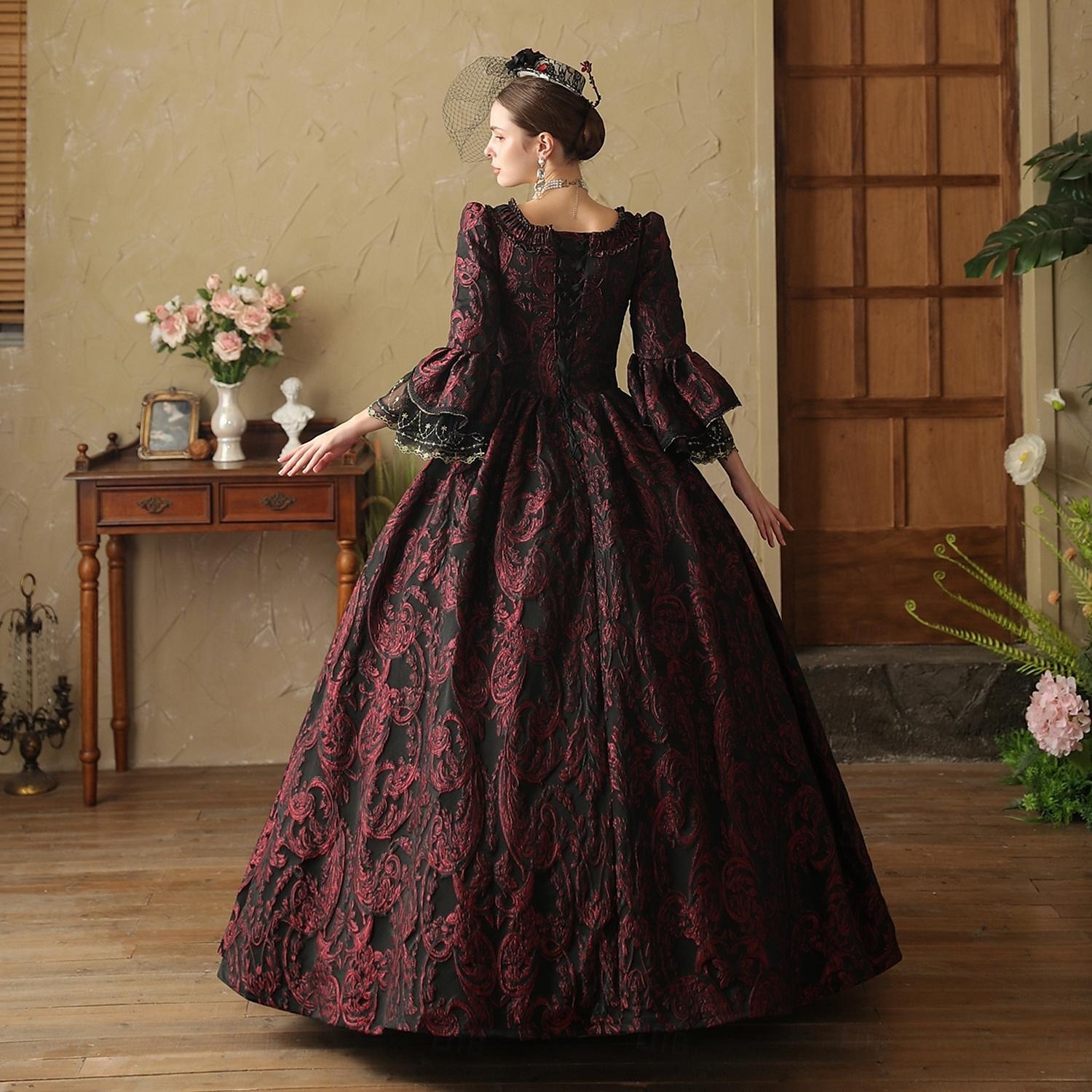 Gothic Rococo Vintage Inspired Dress Party Costume Prom Dress Princess Shakespeare Solid Color Ball Gown Women's Royal Halloween Carnival Valentine's Day Party Evening Party Masquerade Adults' Dress 2025 - $294.59 –P7