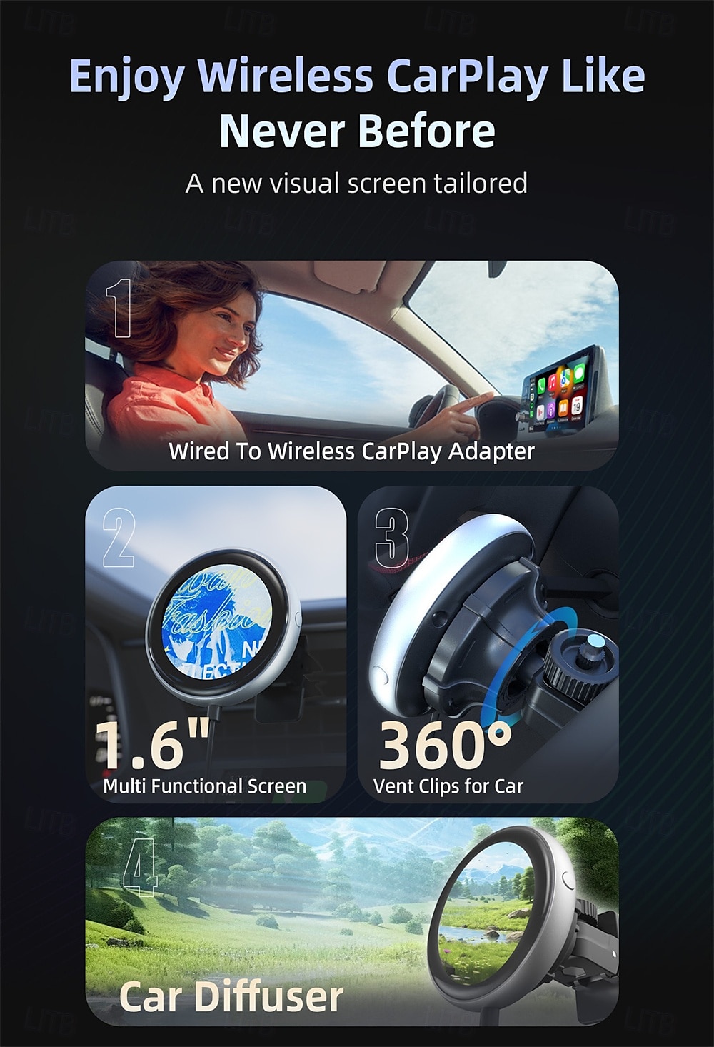 2025年 ottocast ワイヤレス CarPlay アダプター、ディスプレイとカスタマイズ可能な画面付き、有線からワイヤレス CarPlay ドングル、プラグ アンド プレイ、自動 CarPlay アダプター  コレクション – $96.99 –P11