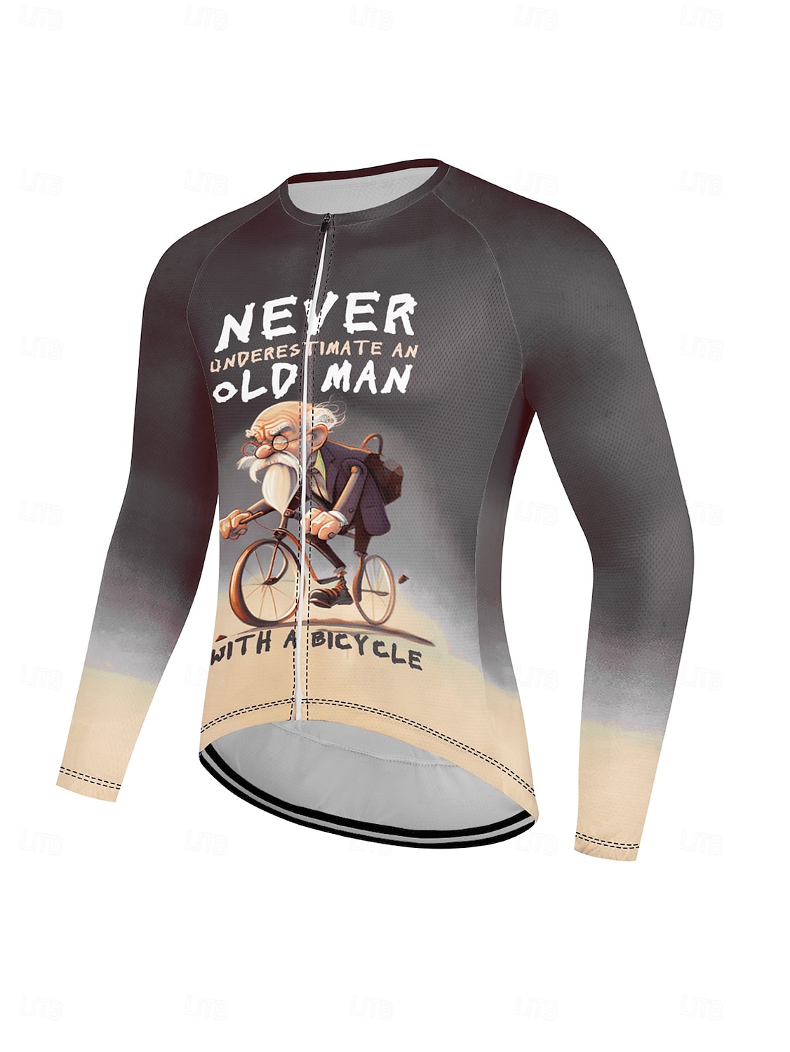 heren fietsshirt lange mouw fietsshirt met 3 achterzakken antislipband snel drogende reflecterende strepen achterzak blauwe sportkleding 2025 - $32.99 –P7