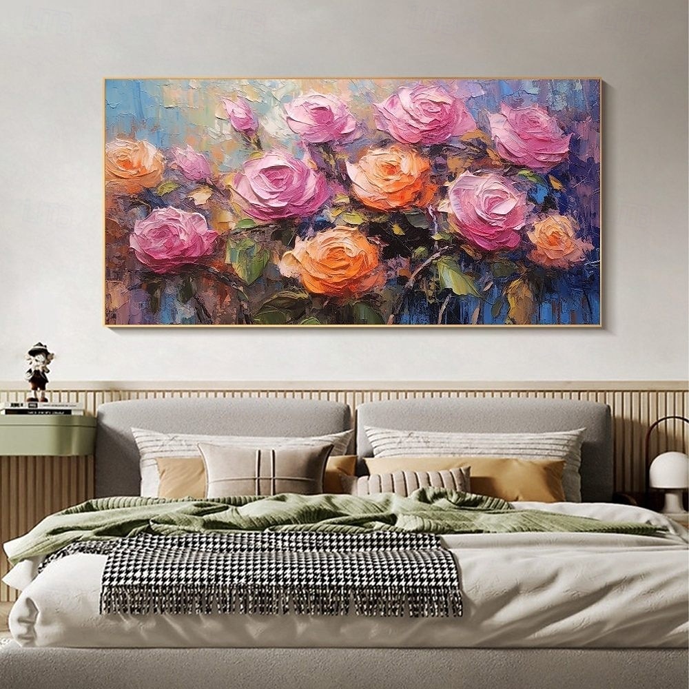 peinture à l'huile peinte à la main peinture florale 3D couteau à palette fait à la main fleurs peinture à l'huile art mural grande peinture texturée blanche 3D peintures décoratives modernes de 2025 ? $61.99 –P4