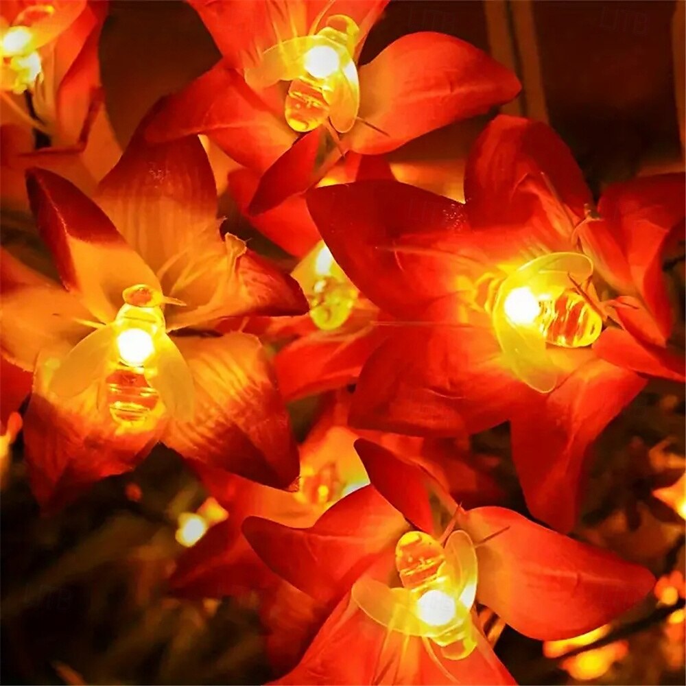 3M Solar Powered Bee String Lights, 20 LEDs Waterproof Outdoor Lights with Mounting Bracket for Christmas, Patio, Yard, Warm White, White Multicolor, Blue 2025 - $18.99 –P15
