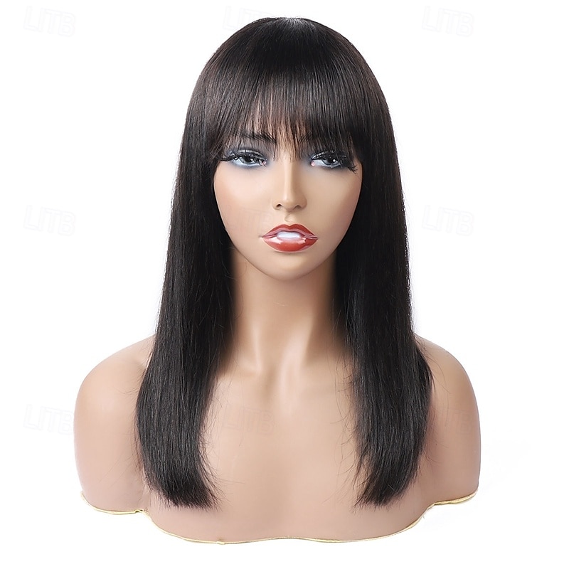 peruca cu mecanism complet de par uman bob drept peruca bobo scurta par drept pentru femei de culoare 2025 - $83.99 –P5