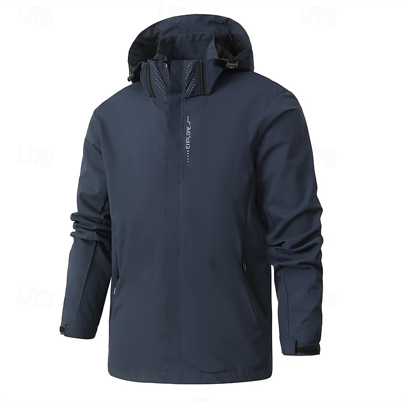 Voor heren Regenjack Buiten waterdicht Winddicht Wandeloutfits Wandelkleding Lente Herfst Windjacks Effen Kleur Donker Grijs Zwart Wit 2025 - $28.99 –P7