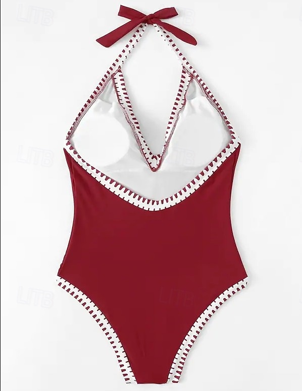Dame Badetøy Ett stykke Monokini Badedrakt Åpen rygg Lapper Midjekontroll Høy Midje Tynn Ferie Strand Klær Helfarge Grimehals Ermeløs Badedrakter 2025 - $28.99 –P2