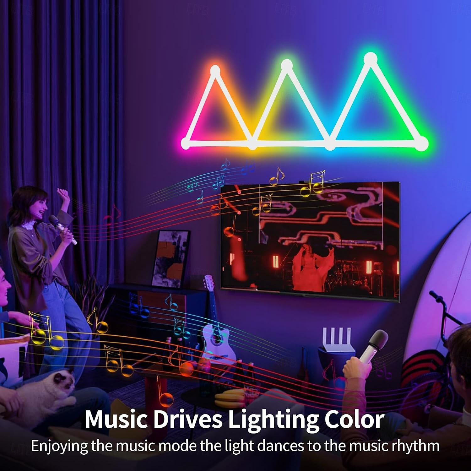 RGB светодиодные умные светильники игровые линии света Bluetooth приложение музыкальная синхронизация домашнего стенового креативного освещения световые панели с 24-кнопочным RF пультом управления 2025 - $95.99 –P6