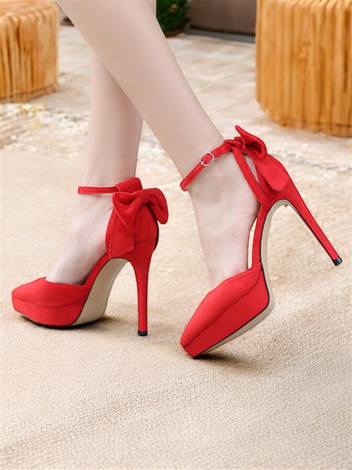Tocuri stiletto cu platforma eleganta de dama cu bareta la glezna si accent cu fundita - perfecte pentru evenimente formale 2025 - $59.99 –P3