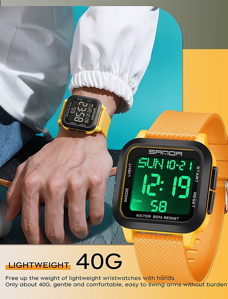 SANDA Men Digital Watch Sports Fashion Casual Business Luminous Alarm Clock Waterproof Decoration TPU Watch 2026 - $26.99 –P4
