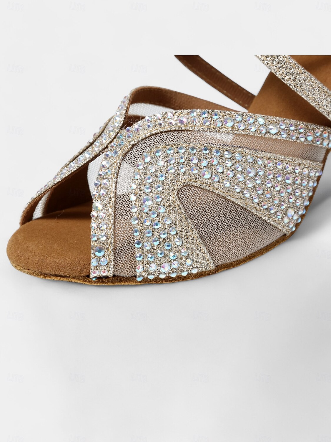 scarpe da ballo latino con tacchi da donna con strass e morbida suola in pelle scamosciata – scarpe da ballo aperte con glitter per matrimoni e occasioni speciali del 2025 a $54.99 –P6