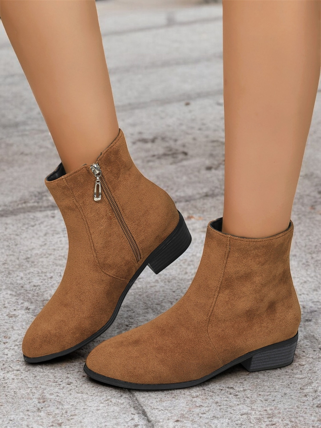 Women's Casual Faux Suede Ankle Boots with Side Zipper and Low Block Heels – Comfortable Vintage Booties for Everyday Wear 2025 - $34.99 –P7