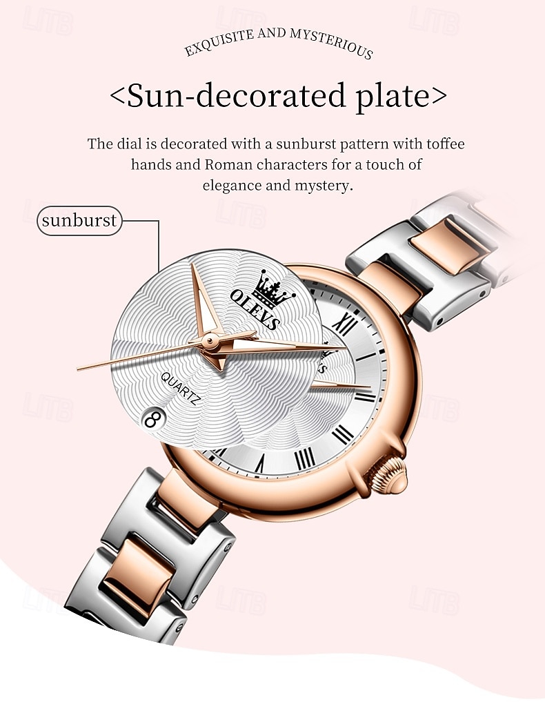 olevs 5608 luxe merk dameshorloge klassieke mode waterdicht lichtgevend kalenderhorloge elegant quartz dameshorloge 2025 - $26.99 –P2