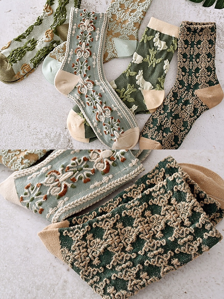 șosete vintage de damă cu broderie florală – design retro elegant, ideal pentru purtarea de zi cu zi 2025 - $14.99 –P7