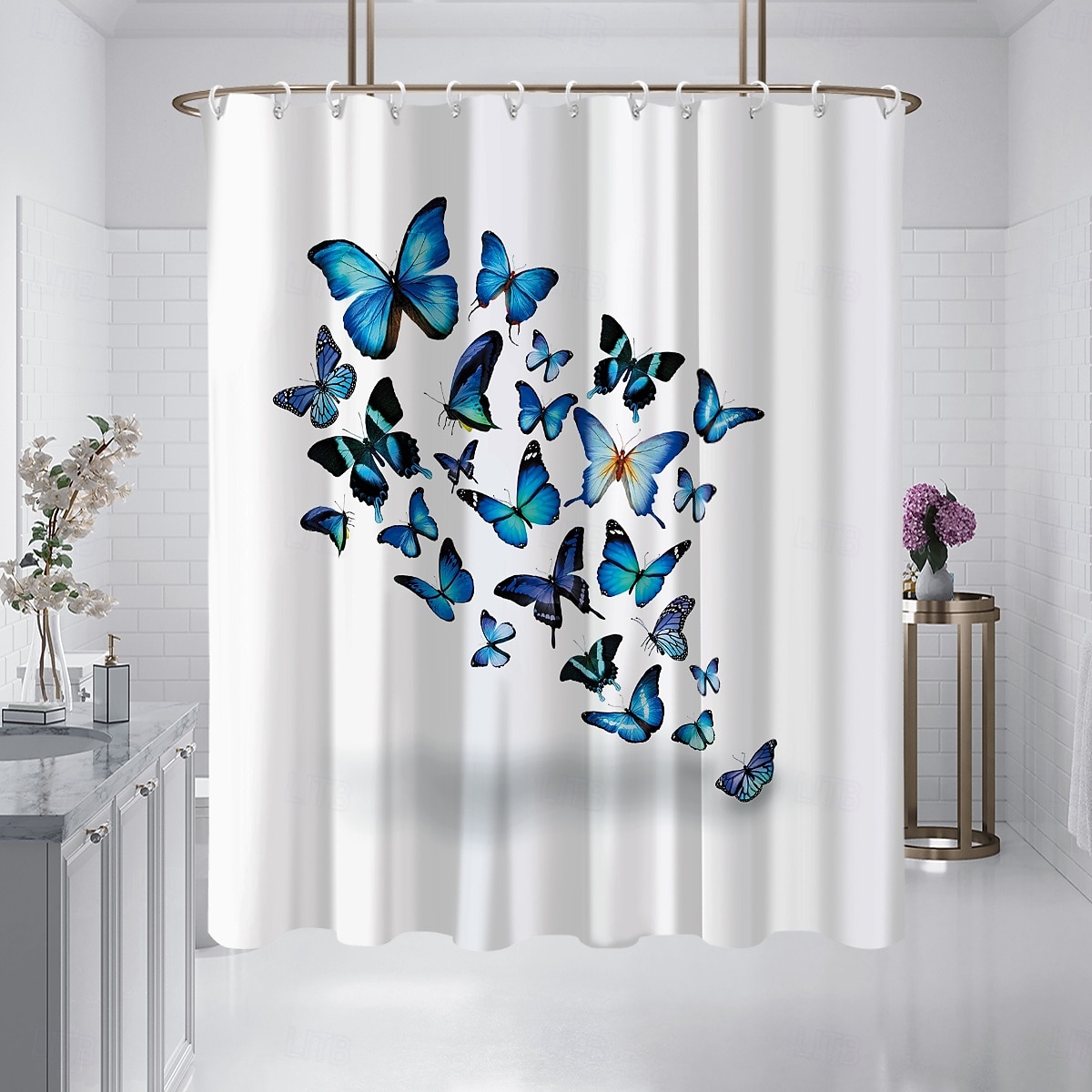 Shower Curtain with Hooks 180cm*180cm(70"*70") Polyester Washable Waterproof Pattern Bathroom Bathtub Decor Vintage Butterfly 2025 - $22.99 –P5