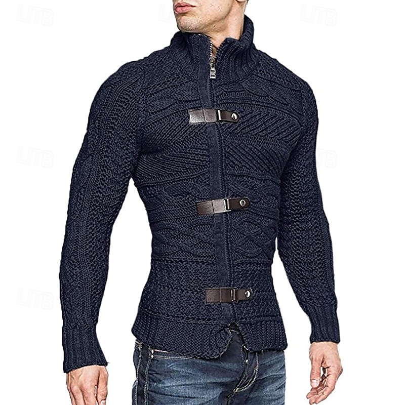 Homens Sueter Cardigan Suéter Cortado Suéter com zíper Suéter de malha Estriado Tricotar Padrão Tecido Colarinho Chinês Moda Clássico Roupa Diária Encontro Roupa Outono & inverno Preto Branco S M L de 2025 por $36.99 –P9