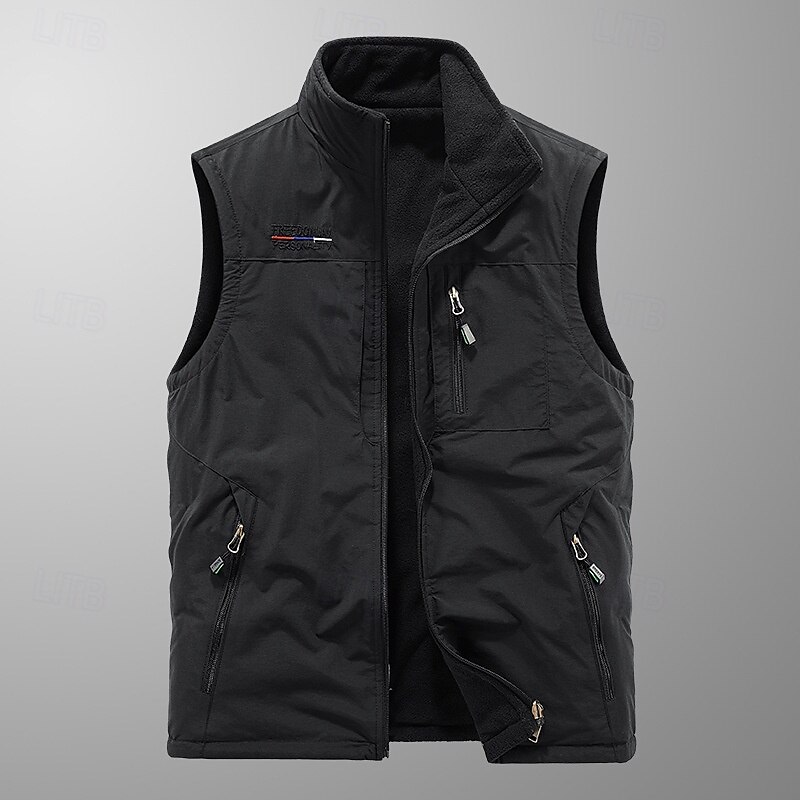 Men's Hiking Vest Hiking Fleece Vest Sleeveless Vest Outdoor Thermal Warm Fleece Lining Comfortable Winter Pocket Polyester Black Army Green Khaki Hunting Fishing Climbing 2025 - $28.99 –P12