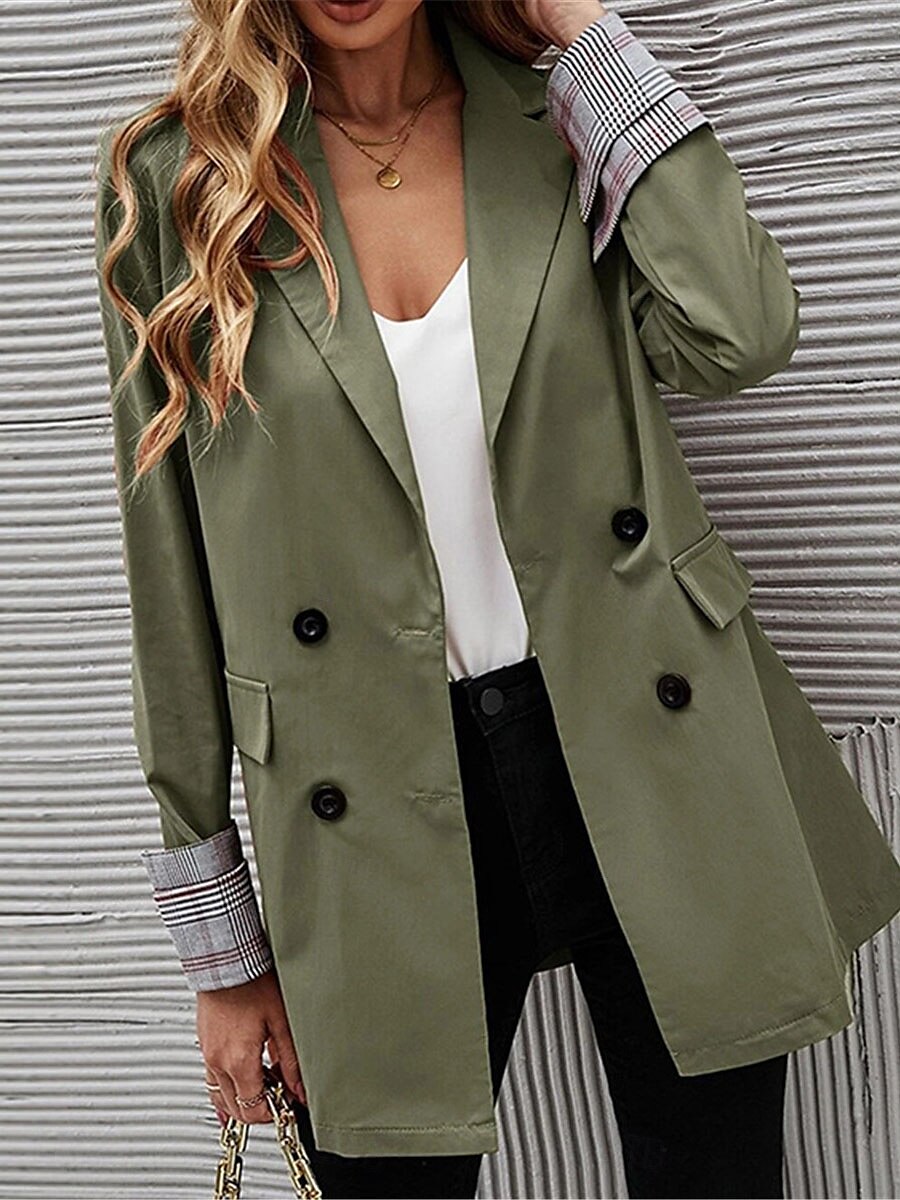 Women's Blazer Work Button Solid Color Breathable OL Style Regular Fit Outerwear Long Sleeve Fall Blue S 2025 - $41.99 –P6