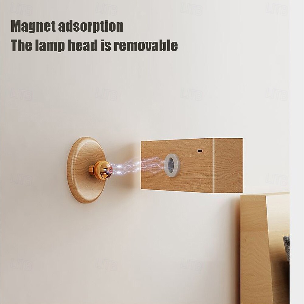Nordic Wood Wall Lamp, 360° Rotating Dimmable Wall Sconce with Touchable Magnetic Cordless Mount for Bedroom & Reading 2025 - $50.99 –P7