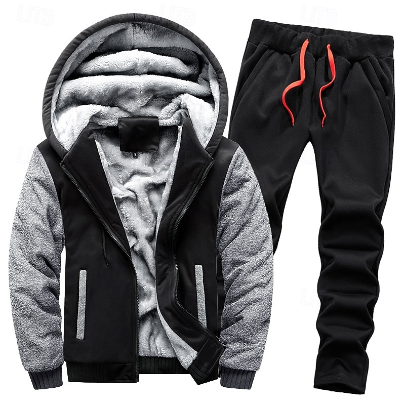 Men's Tracksuit Sweatsuit Black Red Navy Blue Light Grey Dark Gray Hooded Color Block Drawstring 2 Piece Streetwear Cool Spring Fall Clothing Apparel Hoodies Sweatshirts  2026 - $47.99 –P7