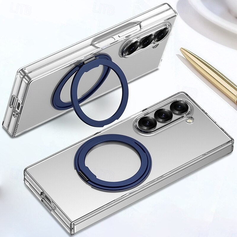 Phone Case For Samsung Galaxy Z Fold 6 Back Cover with Stand Holder Transparent Support Wireless Charging PC 2025 - $26.99 –P9