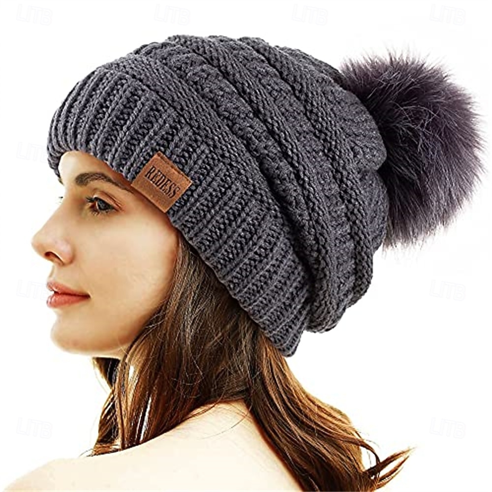 cappello regalo di natale berretto con pompon donna natale capodanno vigilia di natale caldo cappello invernale foderato in pile regalo per donna per sua moglie mamma del 2025 a $20.99 –P6