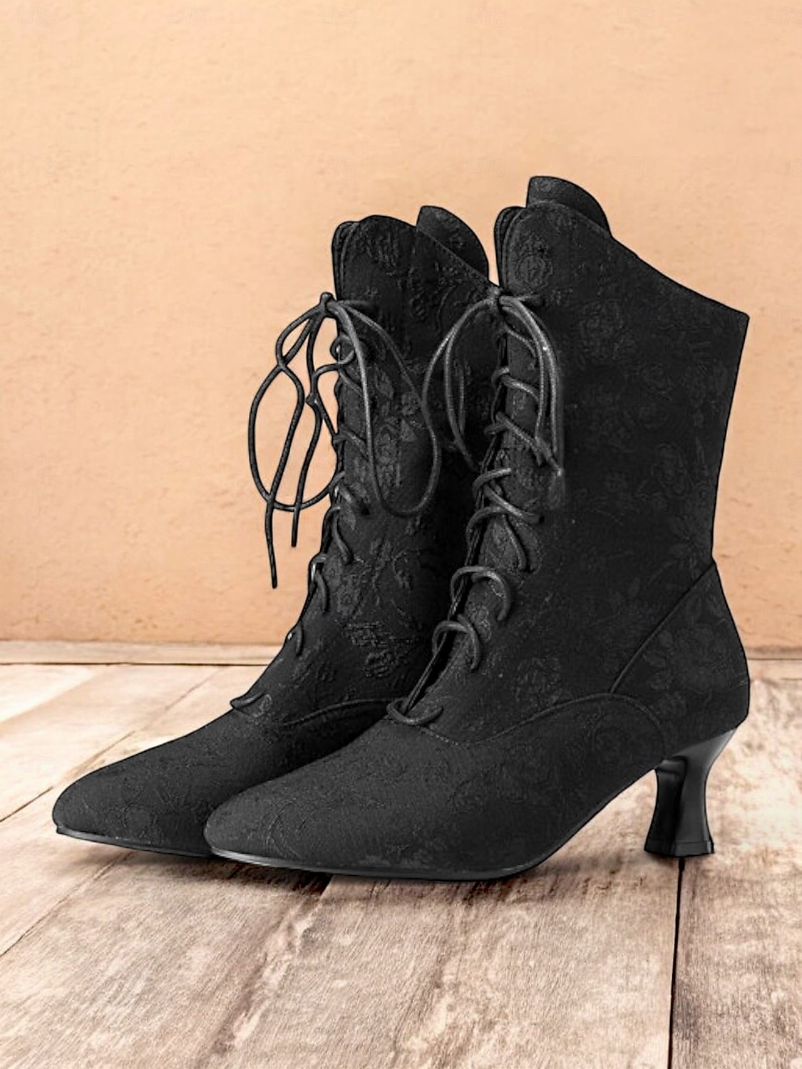 Botas femininas vintage com cadarço e salto médio – botas jacquard elegantes para estilo retrô e ocasiões especiais de 2025 por $59.99 –P2