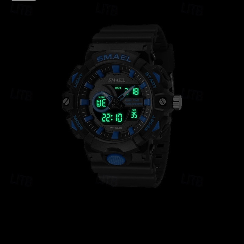 Reloj electrónico de cuarzo Smael de nueva moda para hombre, con decoración deportiva y de ocio, luz nocturna, resistente al agua, calendario, pantalla semanal, reloj despertador para hombre 2025 - $27.99 –P1