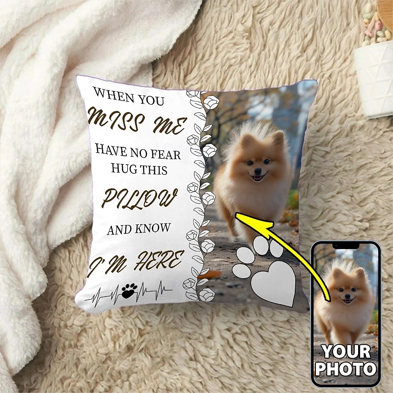 Custom Pet Photo Memorial Pillow Cover Cushion Cover Throw Pillow Sympathy Gift Personalized Memorial Gifts When You Miss Me Hug 2026 - $14.49 –P1