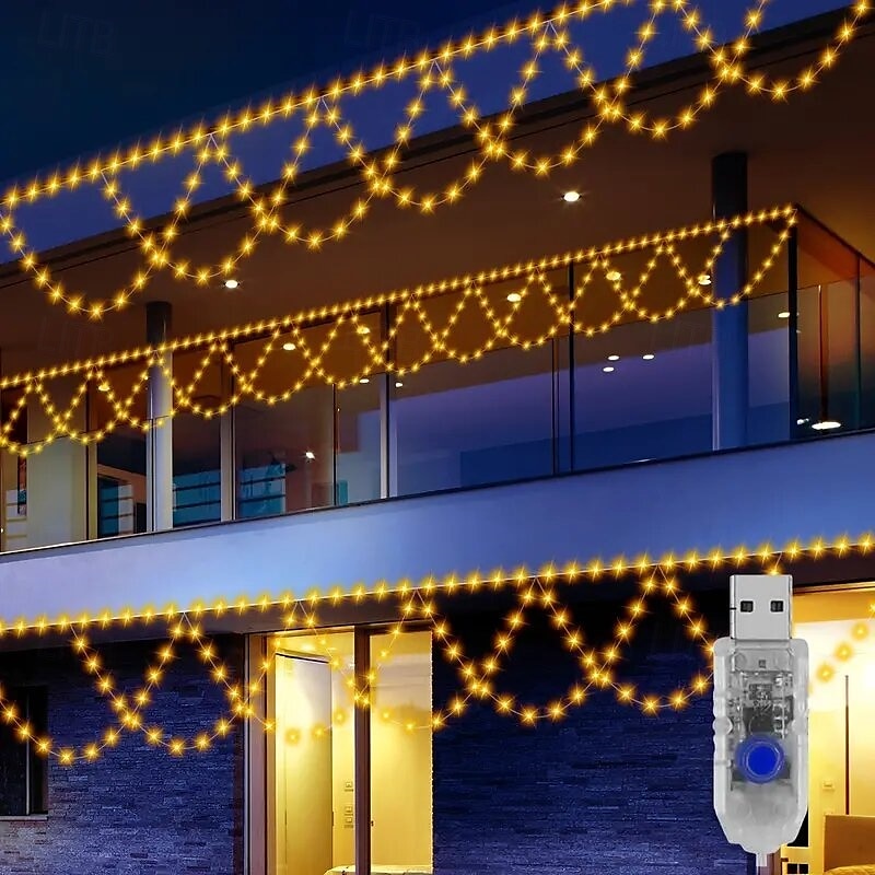 Guirlande lumineuse LED alimentée par USB 4 m 138 LED en forme de vague pour intérieur et extérieur, fête, avant-toit, rampe d'escalier, vacances, Noël, nouvel an, éclairage coloré, 1 pièce de 2025 ? $26.99 –P2