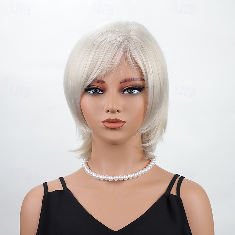 perucas loiras curtas para mulheres peruca bob peruca natural reta parte lateral cabelo para festa diária cosplay de 2026 por $20.99 –P6