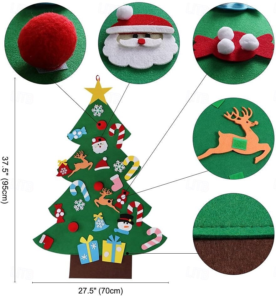 DIY Felt Christmas Tree Set with Ornaments for Kids, Xmas Gifts, New Year Door Wall Hanging Decorations 2025 - $19.49 –P2