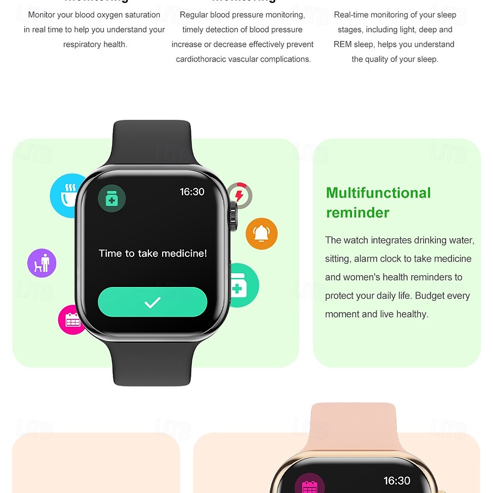 696 iW10 Slimme horloge 1.85 inch(es) Slimme armband Smartwatch Bluetooth Gespreksherinnering Slaaptracker Hartslagmeter Compatibel met: Android iOS Heren Handsfree bellen IP 67 44 mm horlogekast 2025 - $47.99 –P9