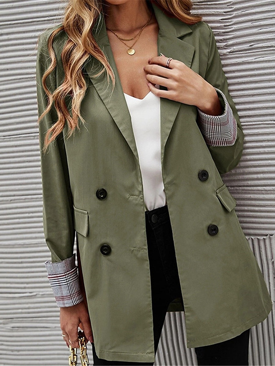 Women's Blazer Work Button Solid Color Breathable OL Style Regular Fit Outerwear Long Sleeve Fall Blue S 2025 - $41.99 –P5