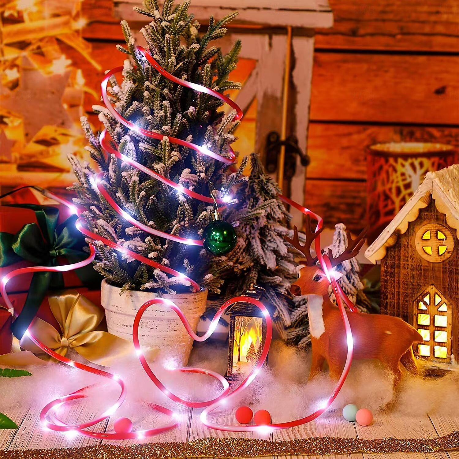 Remote Control USB Candy Color Peppermint Tube Christmas String Lights, 5m 50 LEDs - 8 Modes Waterproof Indoor/Outdoor Holiday Decoration for Tree, Garden, New Year Party 2025 - $17.49 –P1
