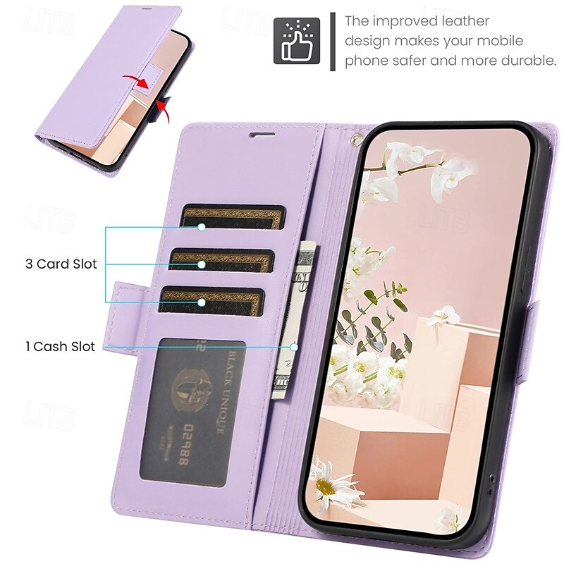 Phone Case For S24 S24 Ultra Plus S24 FE S23 S22 S21 S20 Ultra Plus FE A55 A35 A25 A15 5G A14 A34 A73 A53 A33 A72 A52 A42 A12 Back Cover with Stand Holder with Wrist Strap Card Slot Retro TPU PU 2025 - $16.99 –P3