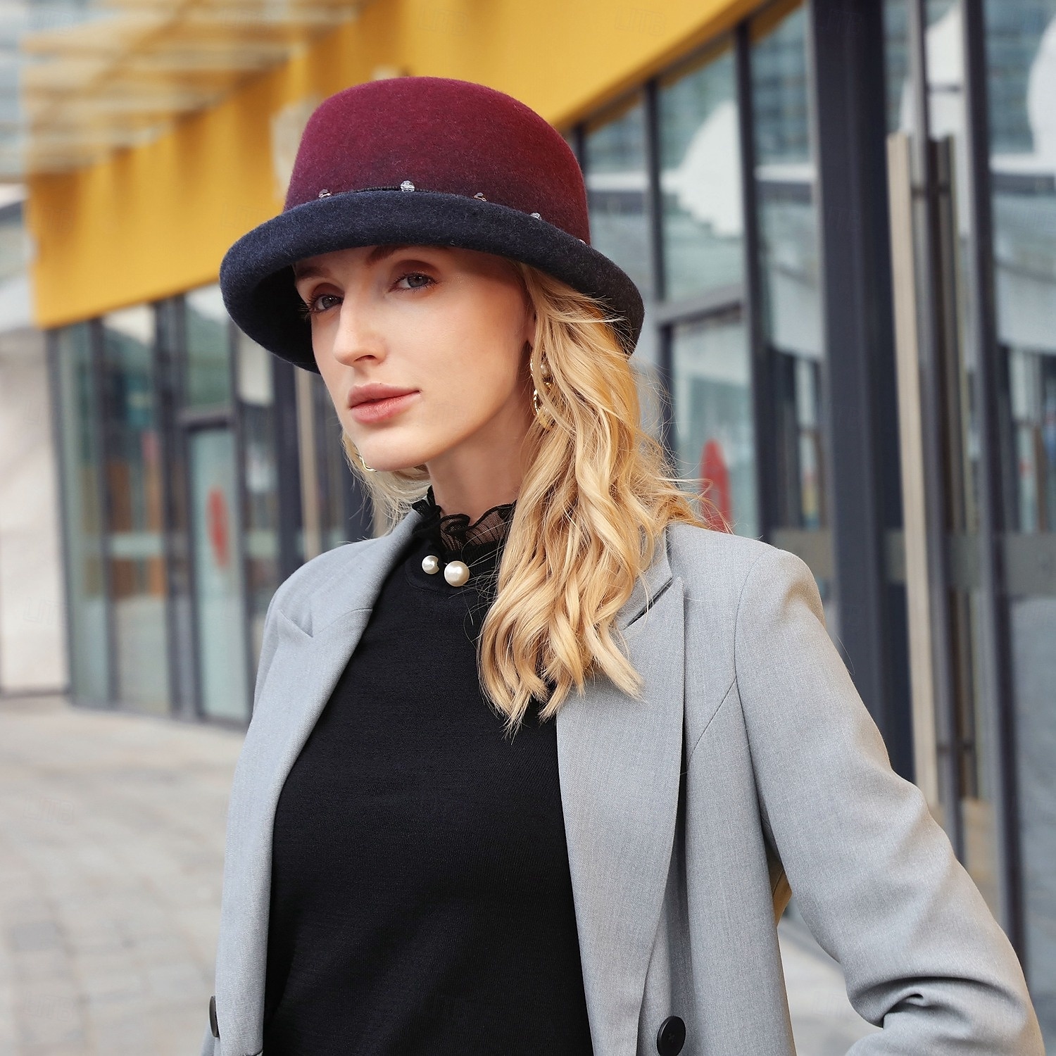 cappelli 100% lana cappello a bombetta / cloche cappello da pescatore cappello fedora matrimonio tè festa elegante britannico con berretto perline copricapo copricapo del 2025 a $49.99 –P7